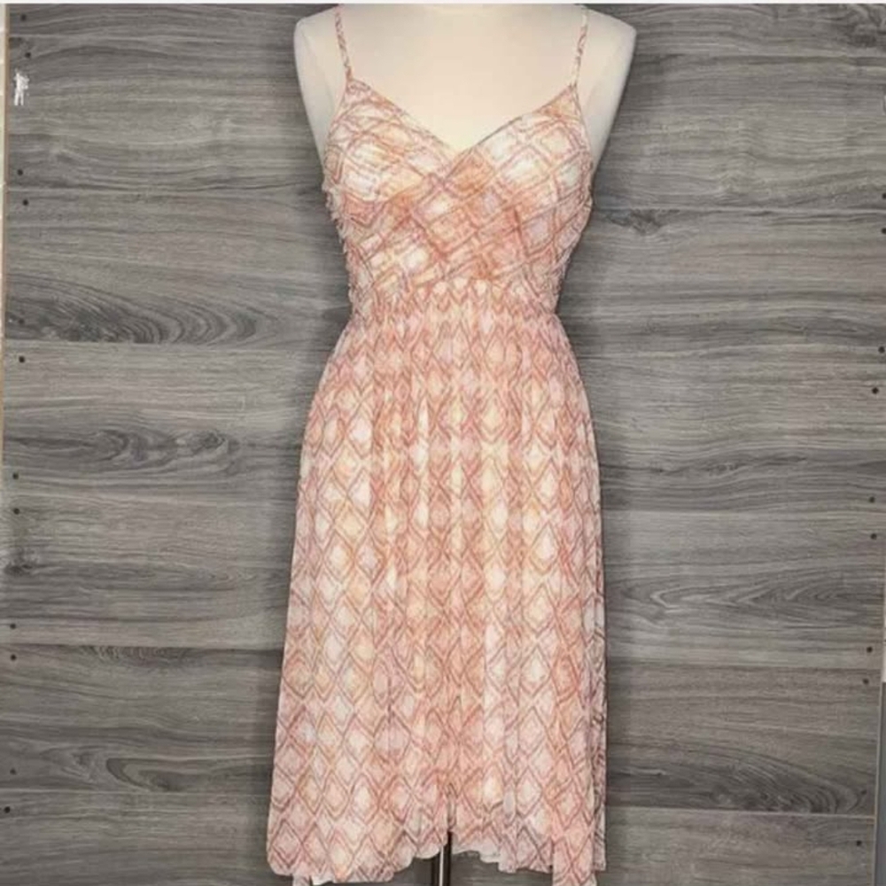 Free People Pink and Orange Patterned Midi Dress